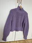 Gruby liliowy sweter H&M S/36 lila
