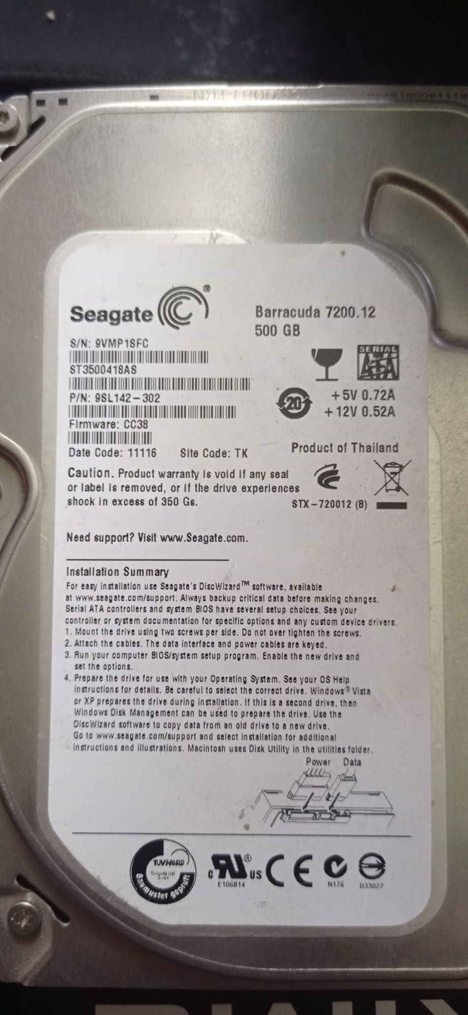 Продам 3 -HDD. 1-Seagate-500GB. 2-Hitachi-250GB. 3-Hitachi-500GB.