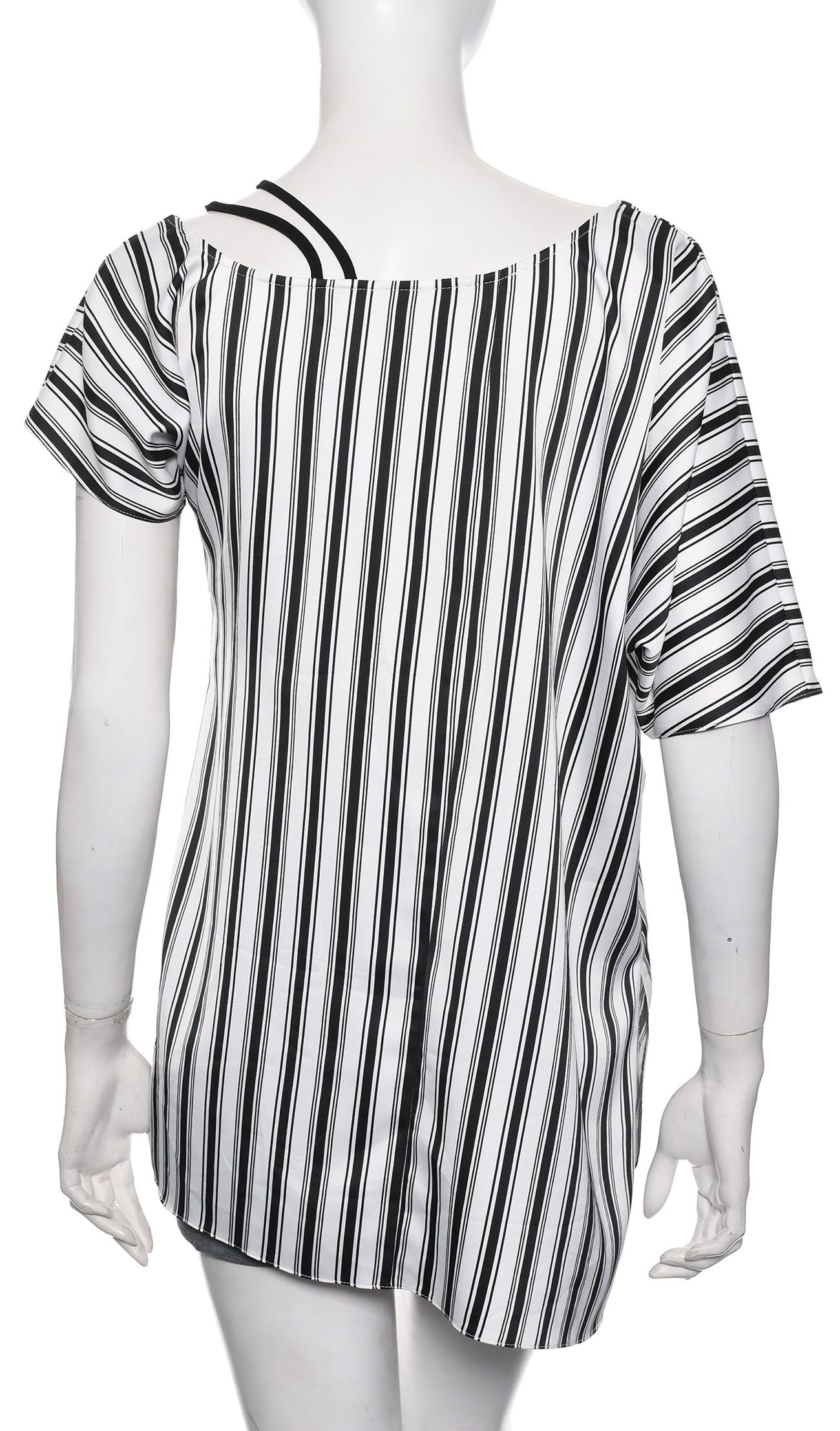 RIVER ISLAND asymetryczna tunika czarny prążek 34