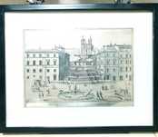 Fantastica gravura em prata contrastada "praça da Espanha em Roma"