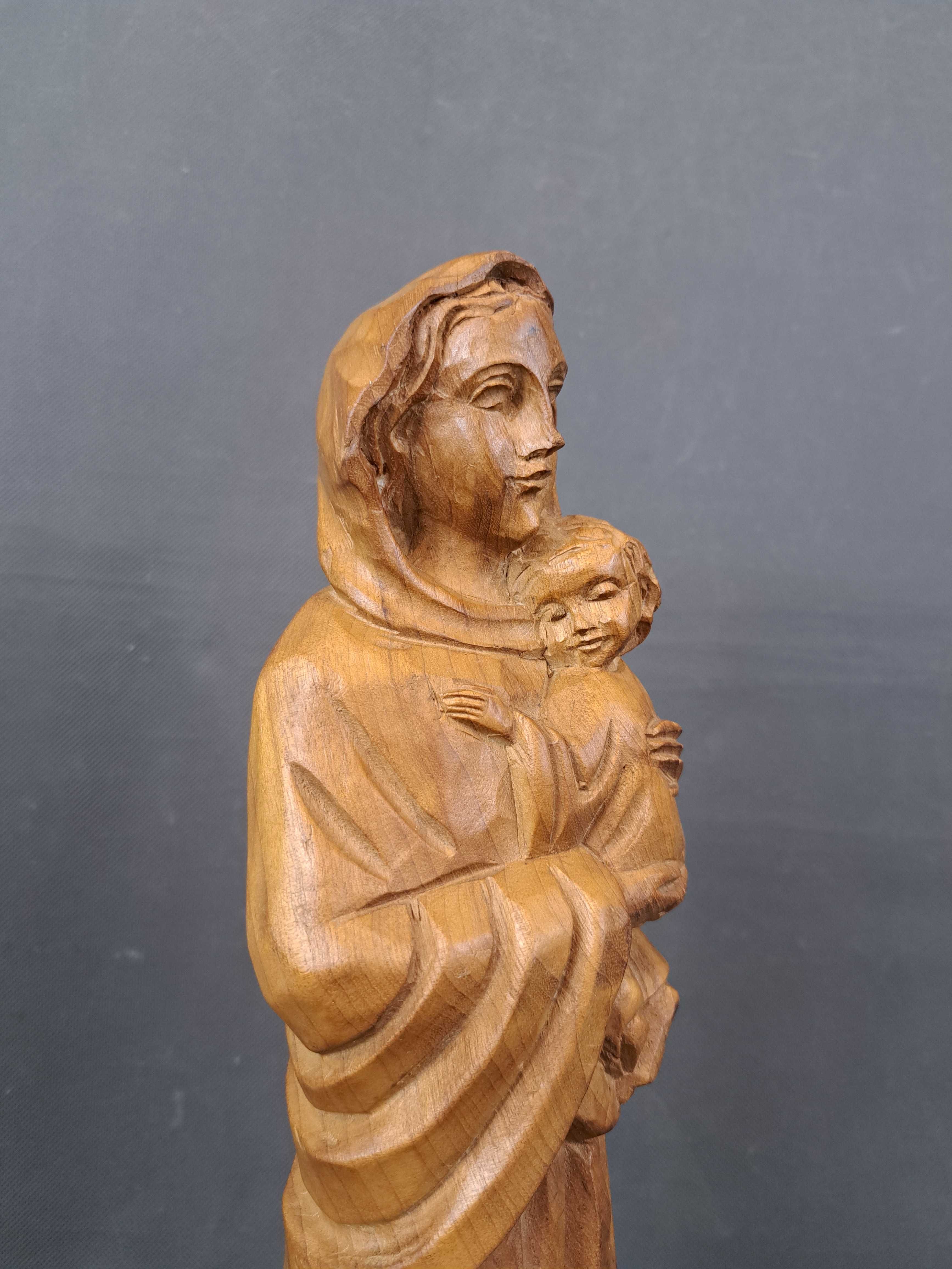 Matka Boska z Dzieciątkiem, Madonna, rzeźba drewniana wys. 46 cm