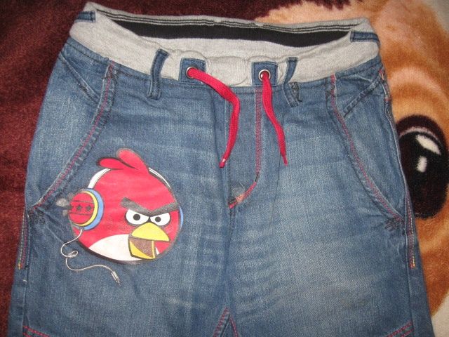 H&M*spodnie jeans PULL-ON jogersy ANGRY BIRDS R.152