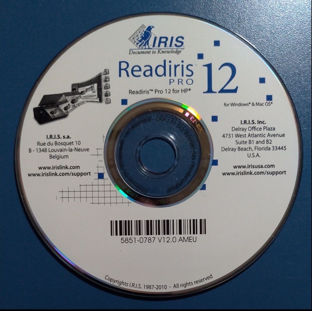 Установочный компакт диск Readiris Pro 12 для HP