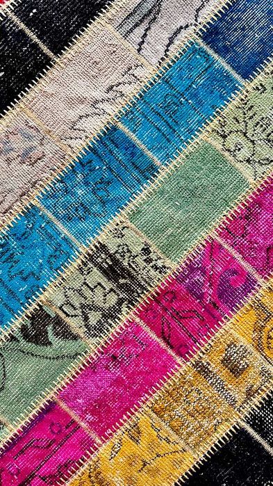 Dywan Patchwork w Geometryczne Wzory (Wełna & Bawełna, 120x180 cm)