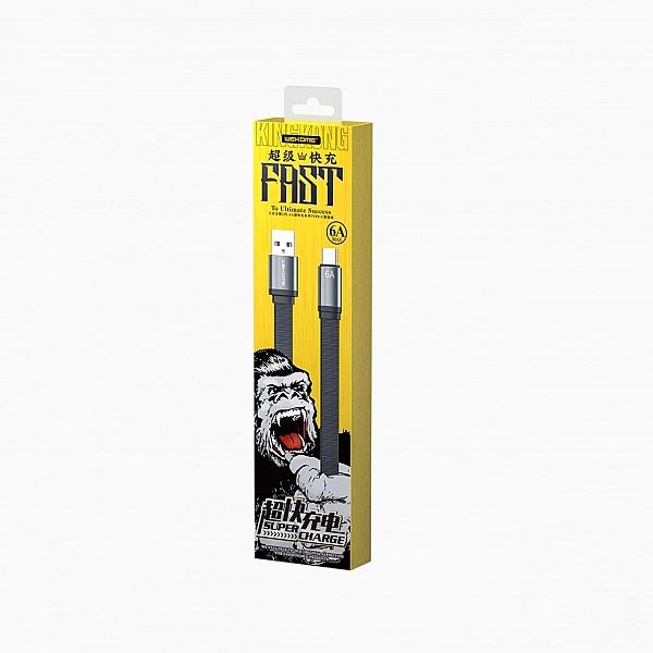 WK Design King Kong 2nd Gen series płaski kabel USB - USB Typ C do szy