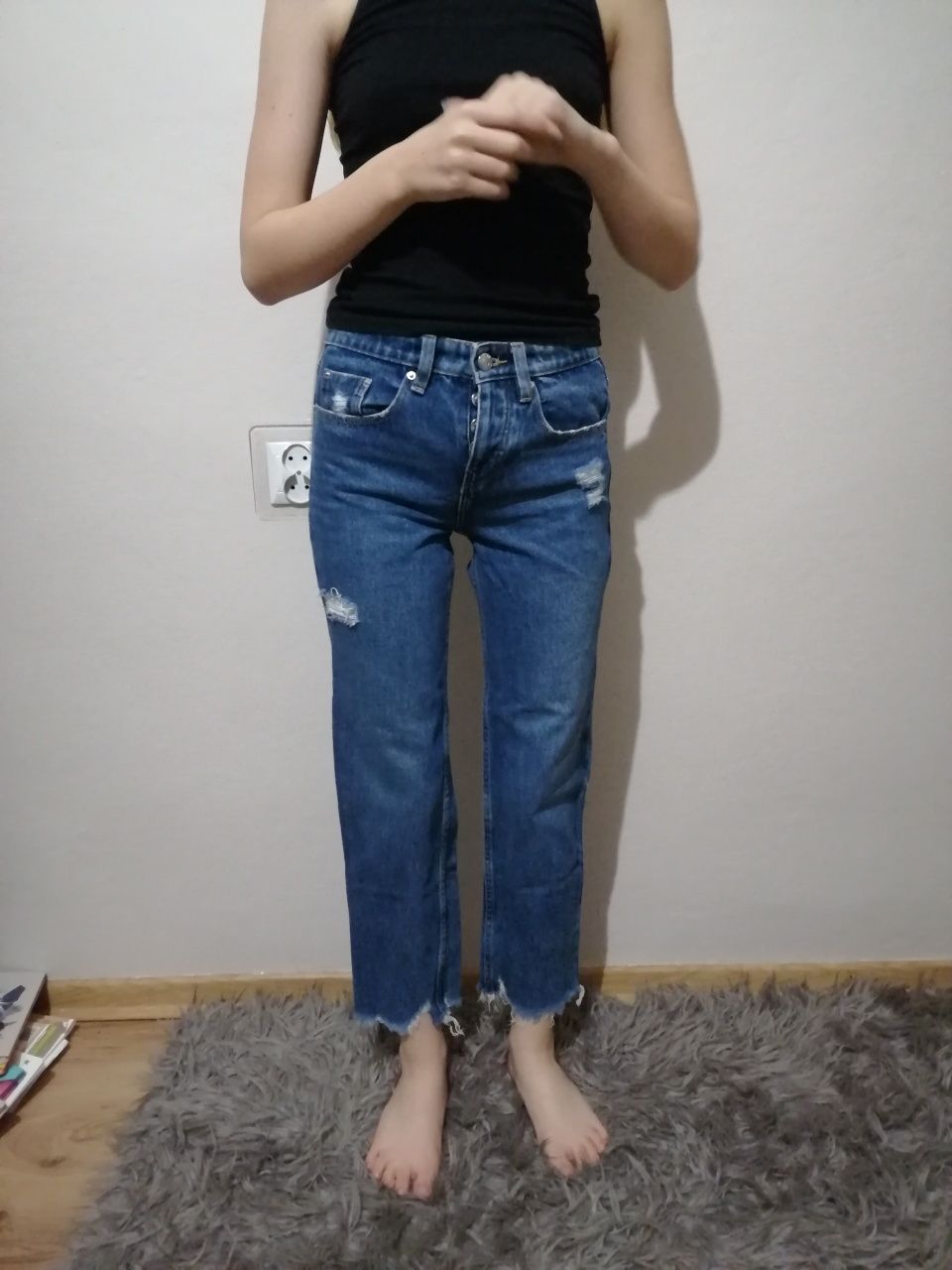 Spodnie jeansy z wysokim stanem