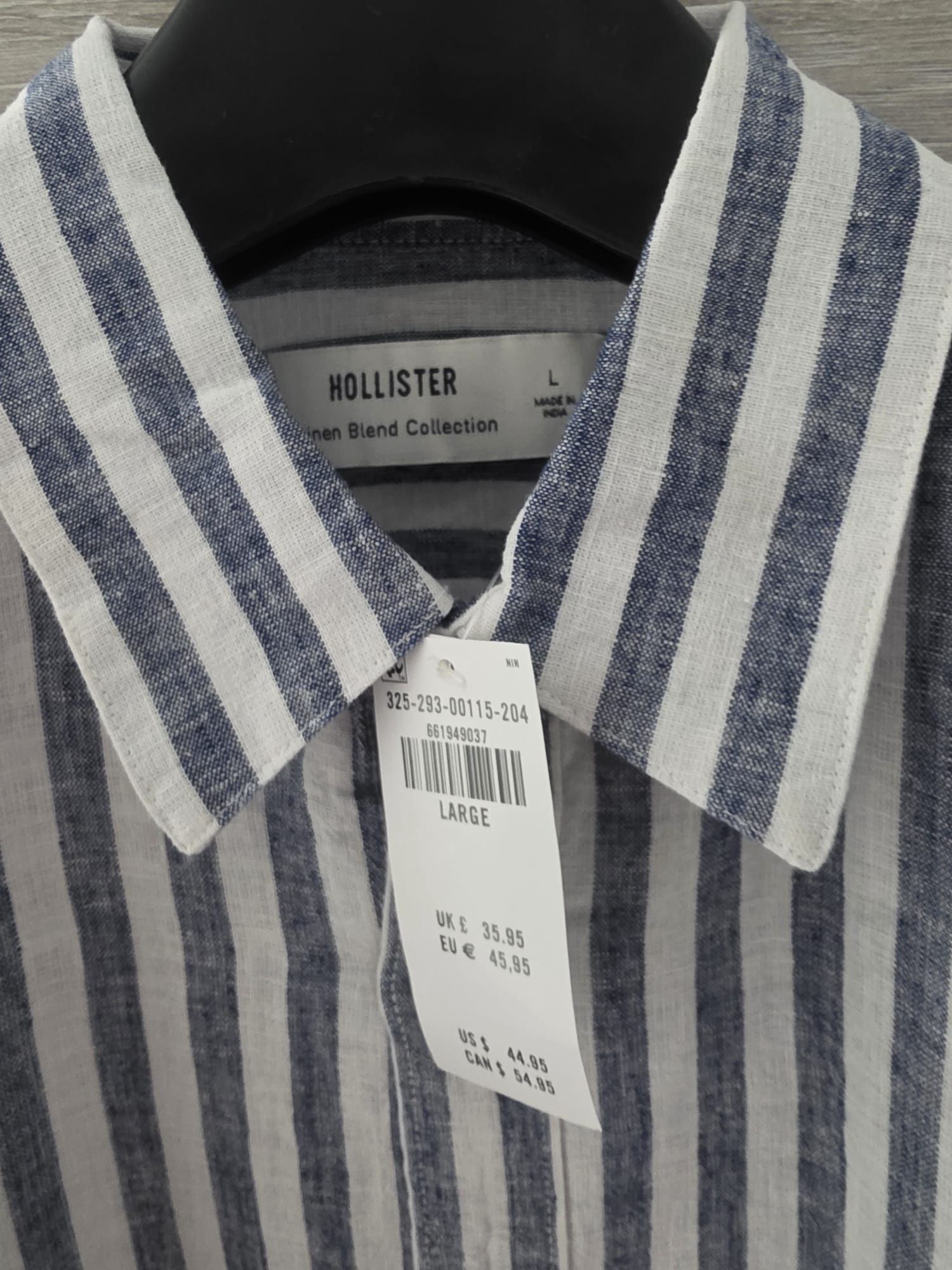 Hollister koszula męska L lniana granatowa w białe paski
