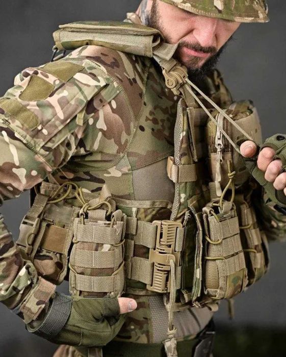 Плитоноска Бронежилет с подсумками Single Sword пиксель 4 точки сброса