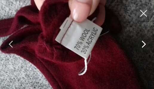 70% wełna nowe rękawiczki bordowe