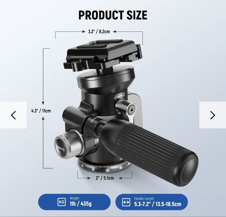 Штативна головка NEEWER TH03 з мікрорегулюванням для відео / фото