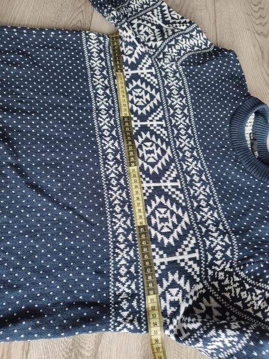R.L granatowy sweter męski we wzory zimowy święta