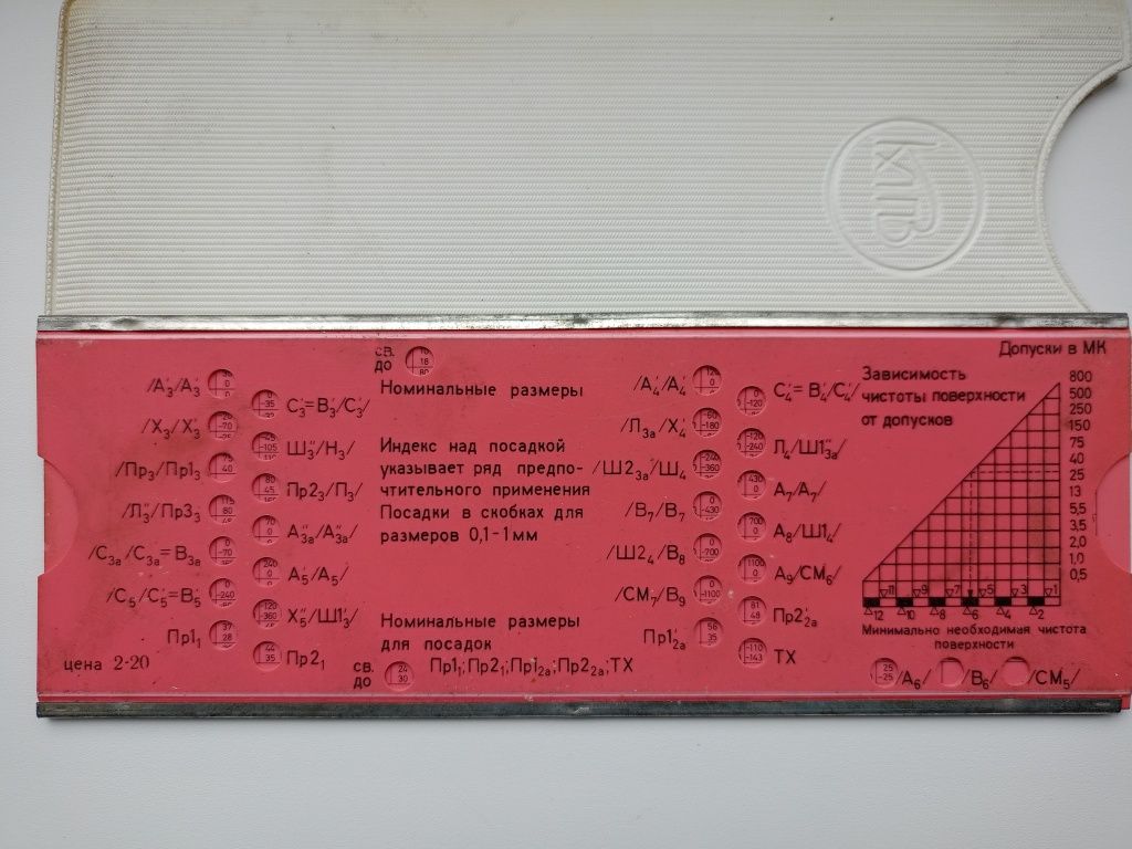 Линейка справочная "Допуски и посадки".