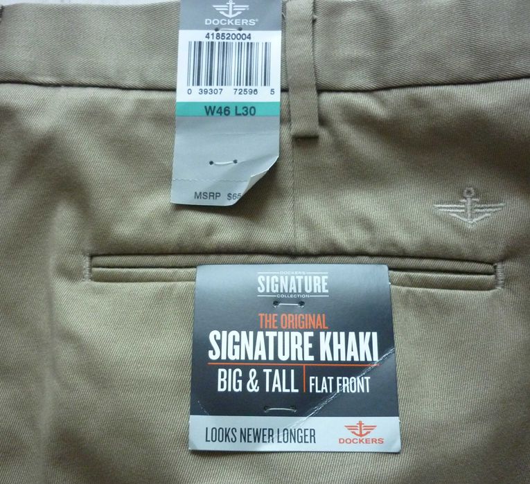 NOWE duże męskie spodnie DOCKERS rozmiar 4XL W46 L30 beżowe z USA!