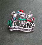 Alfinete / Broche / Pregadeira Gatos de Natal Prateados NOVO