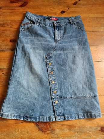 Spódnica dżinsowa jeansowa jeans M/L 38/40 Vintage guziki kieszenie