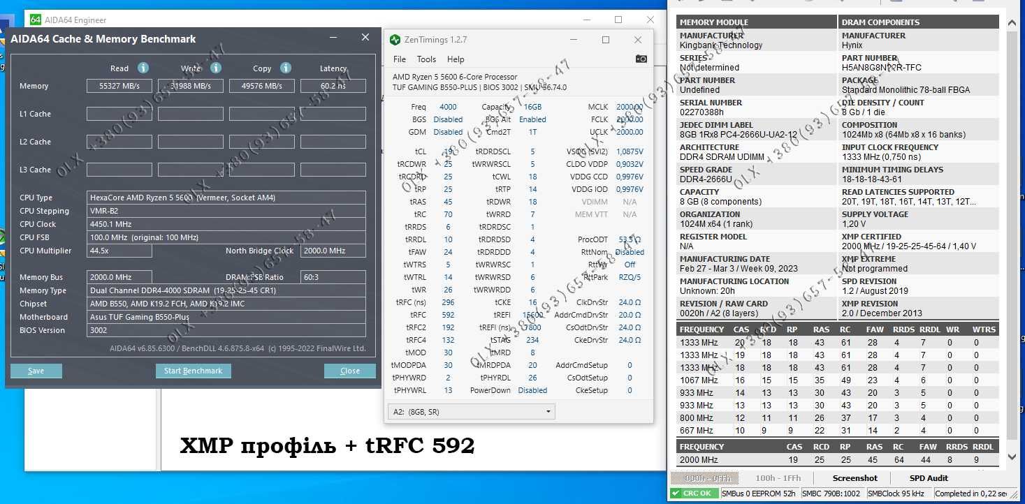 DDR4 4000 Mhz 2x8Gb 16Gb KingBank фото тесту модулі пам'яті AMD Intel