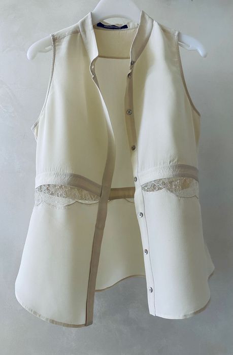 Roberto Cavalli блуза сорочка шовк з мереживом шелковая блузка шелк XS