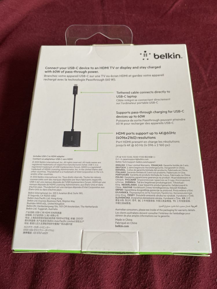 Belkin adapter z ladowaniem nowy
