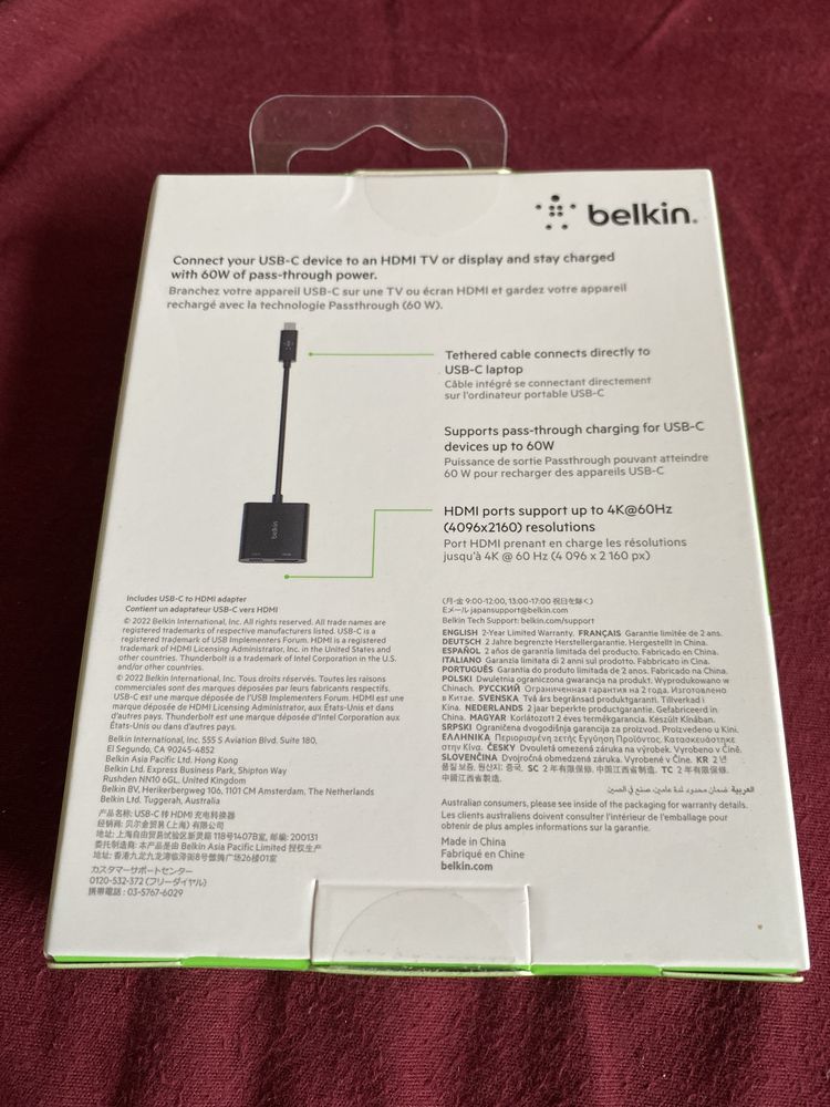 Belkin adapter z ladowaniem nowy