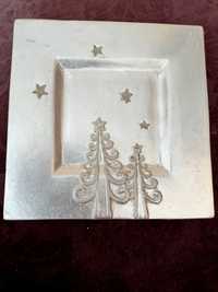 Podstawka talerz srebrny świąteczny ceramika