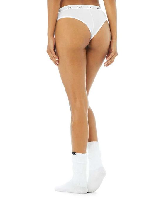 Комплект топ та стрінги Alo Yoga Icon Cheeky Bra and Slip Panties Whit