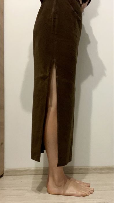 Шоколадна вельветова максі спідниця diadia L