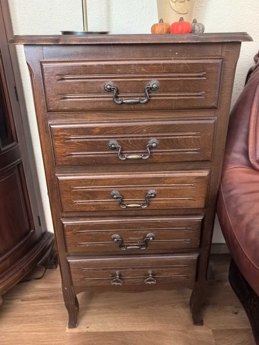 Antyczna komoda drewniana 5 szuflad ozdobna antyk