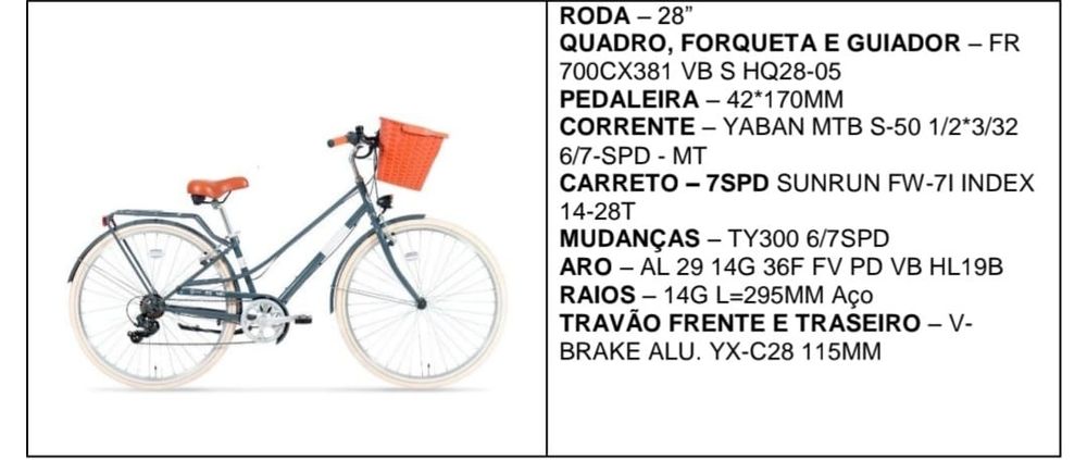 Bicicleta de Cidade (Pasteleira)