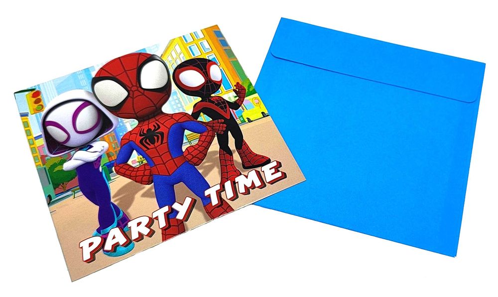Zaproszenia urodzinowe z kopertami Marvel Spidey 12 x 12 cm