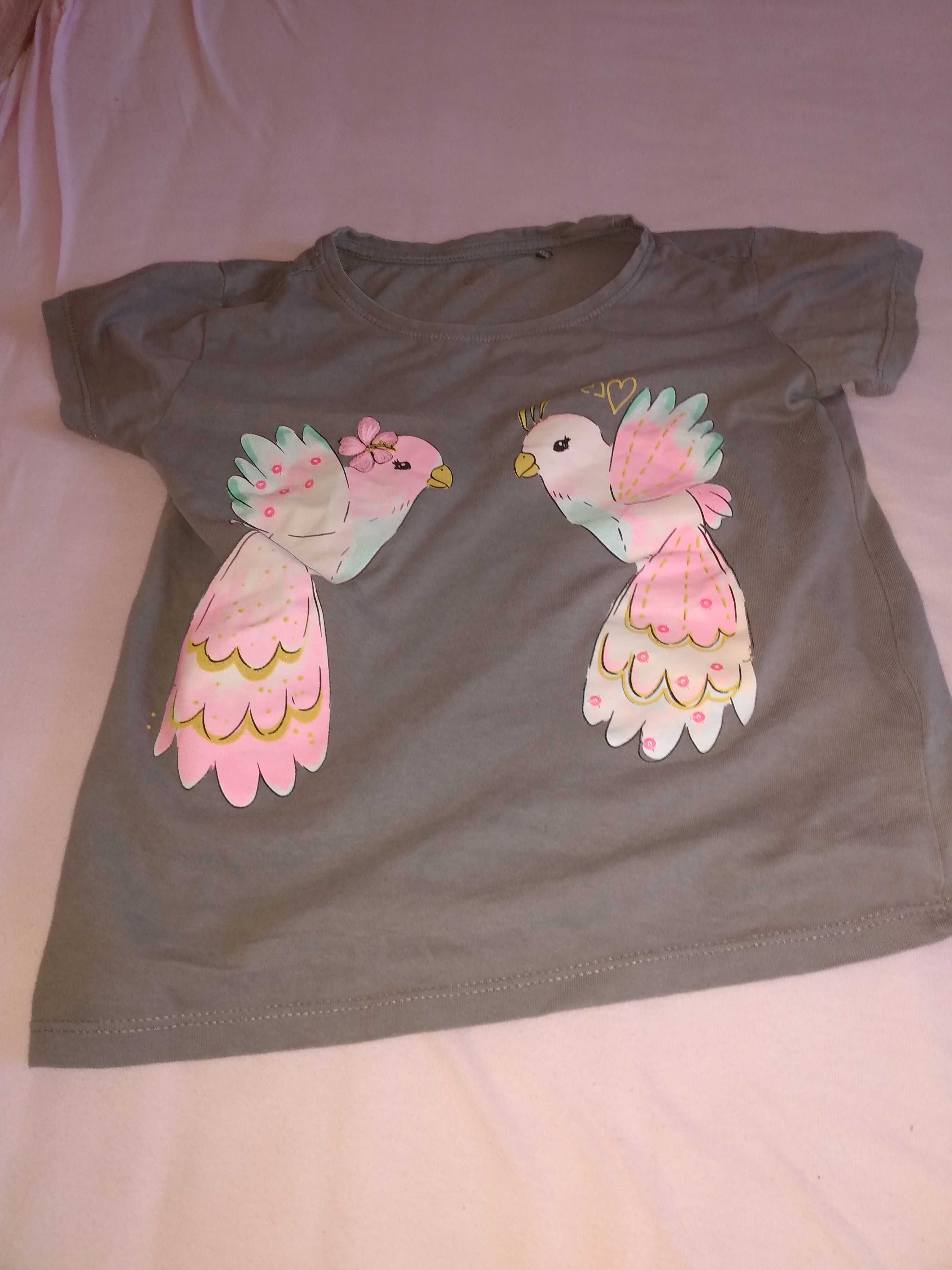 T-shirt z firmy smyk o 128 papugi TYCHY dla dziewczynki.