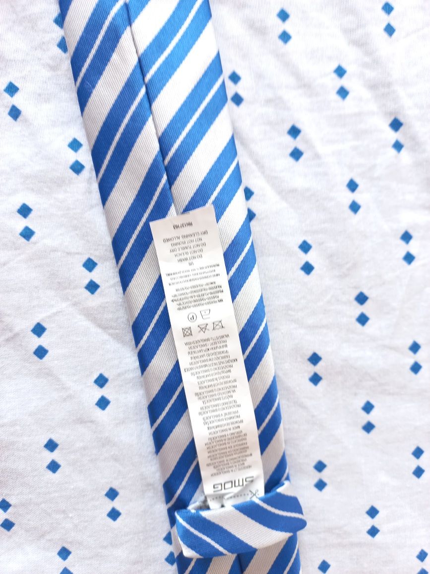 niebieski w paski krawat SMOG