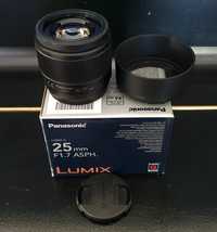 Panasonic 25mm f1.7 stan bardzo dobry