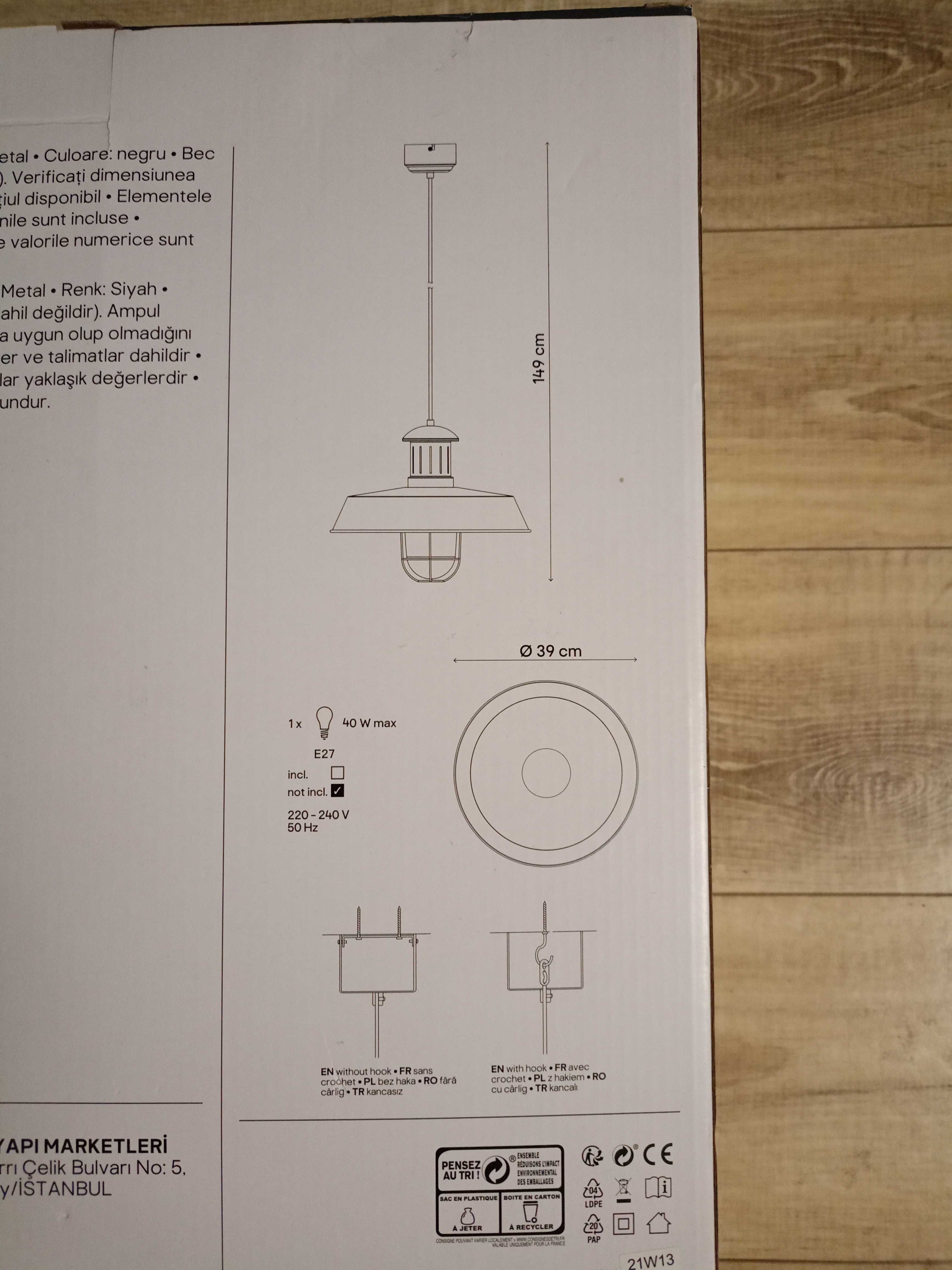 Lampa wisząca metalowa