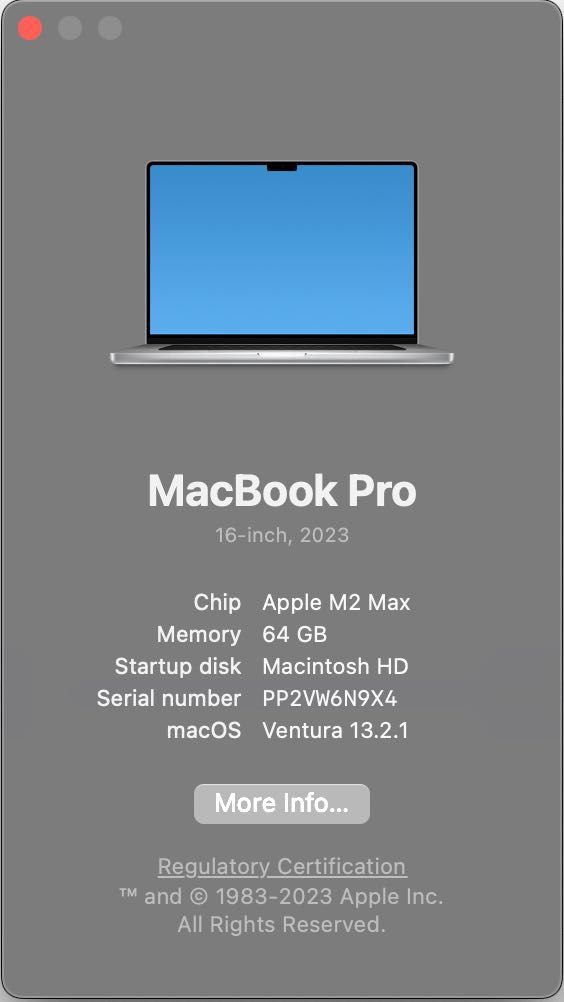 MacBook Pro 16 M2 Max 64GB RAM 512GB SSD c/ garantia até 2025