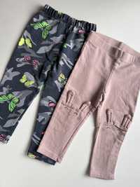 Bawełniane dziewczęce legginsy 2 szt getry z uszami królika r. 80 h&m