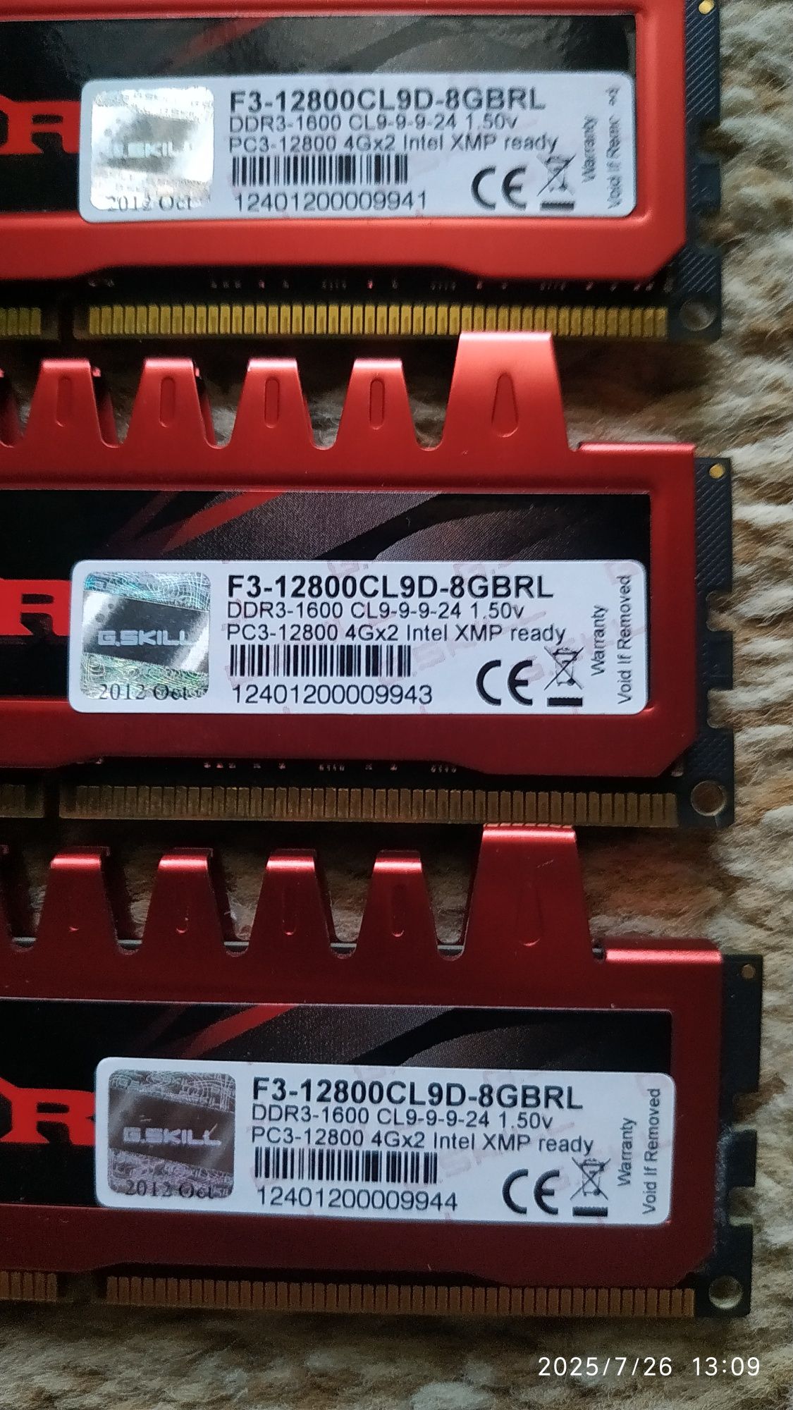ОЗУ gskill ddr3 4 x 4 gb 1600 МГц