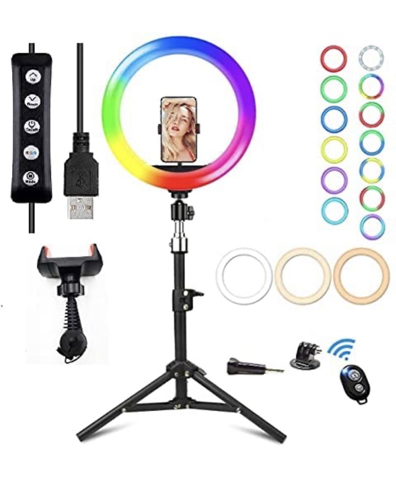 Ring Light /Anel de Luz 26CM c/RGB + Tripé + controlo | TikTok (NOVA)