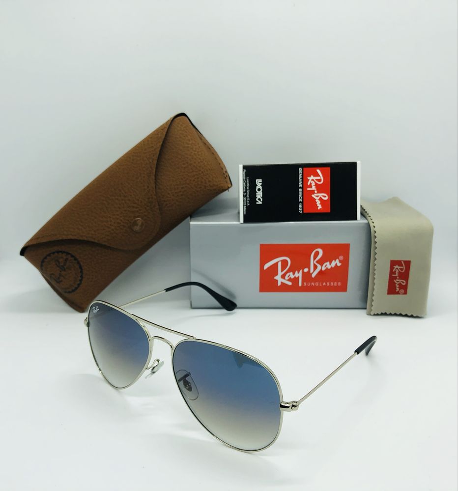 Солнцезащитные очки Ray Ban Aviator 3025 Silver-Mirror Blue 58 стекло