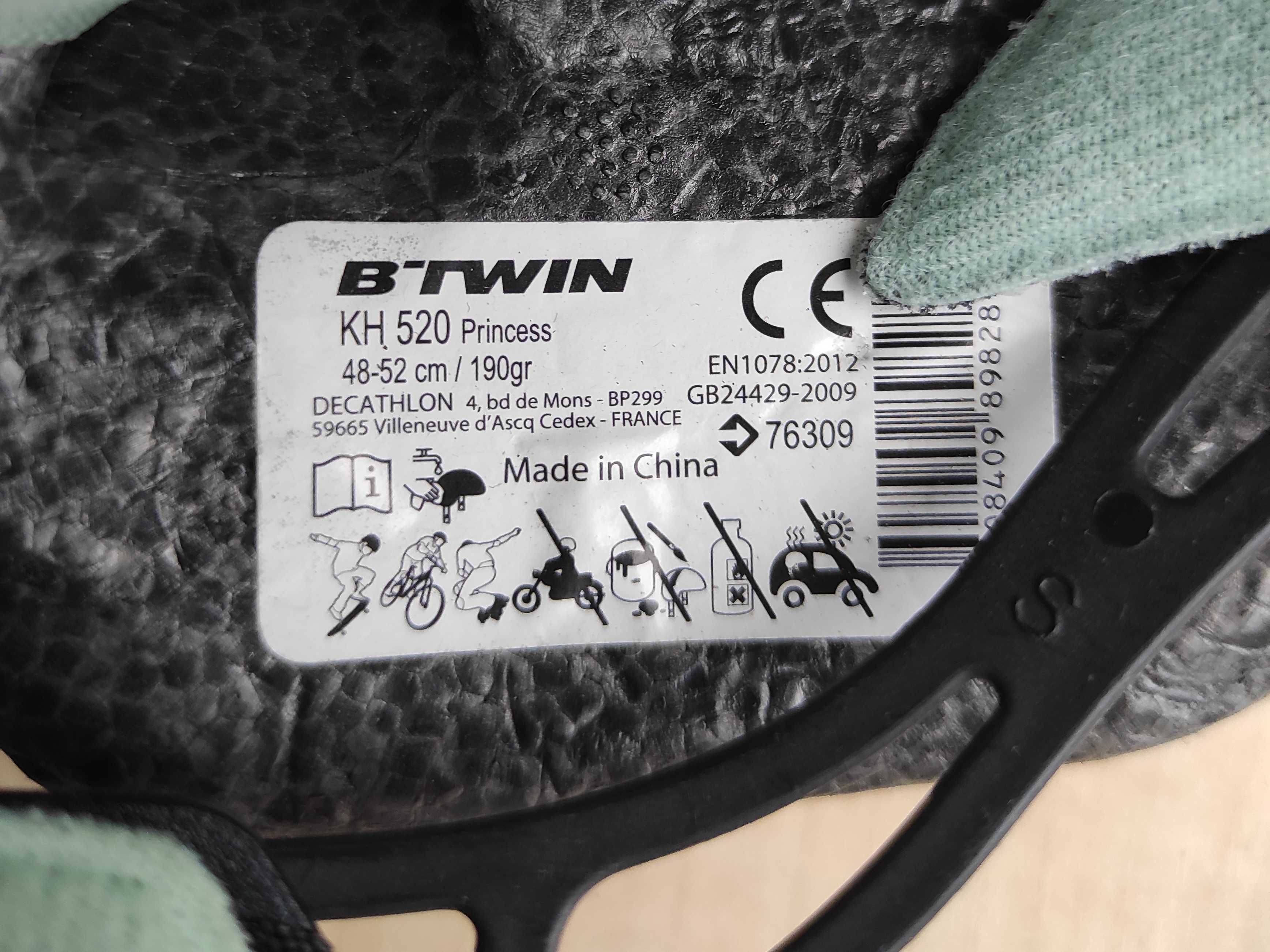 Шлем велосипедный детский B-Twin KH 520 Princess, размер 48-52см.