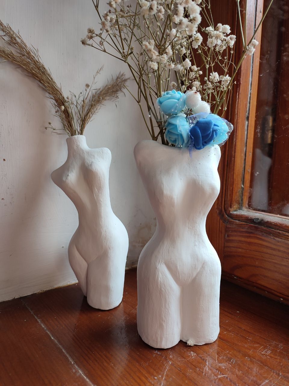Керамічні вази для сухоцвітів, ручна робота жіноче тіло