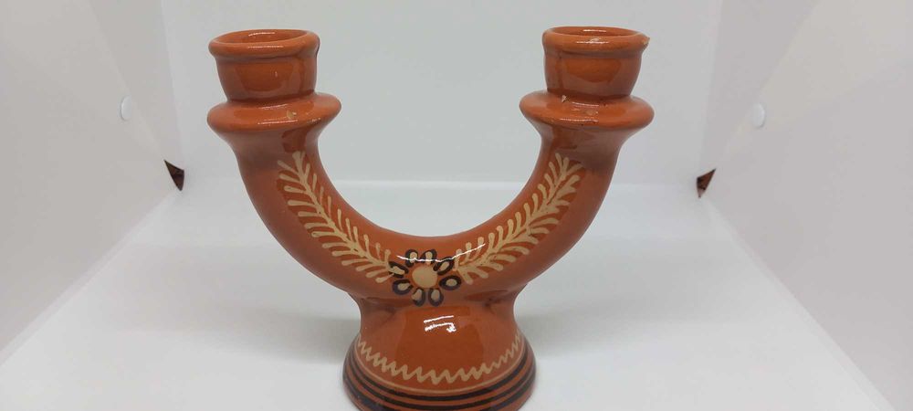 Ceramiczny świecznik Łysa Góra  stary świecznik Cepelia Łysa Góra