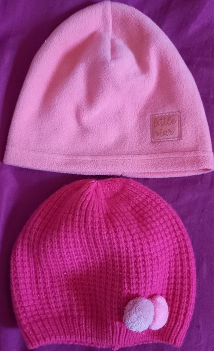Sliczne rozowe czapeczki dziewczece jesien/wiosna do 3-4 lat