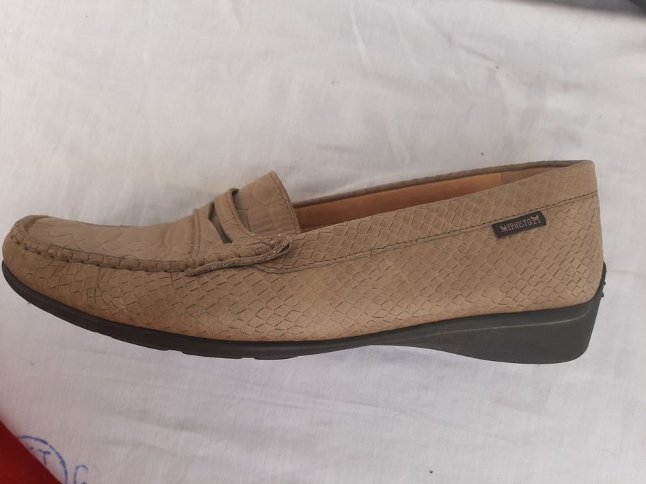 mokasyny damskie, jasne, MEPHISTOM