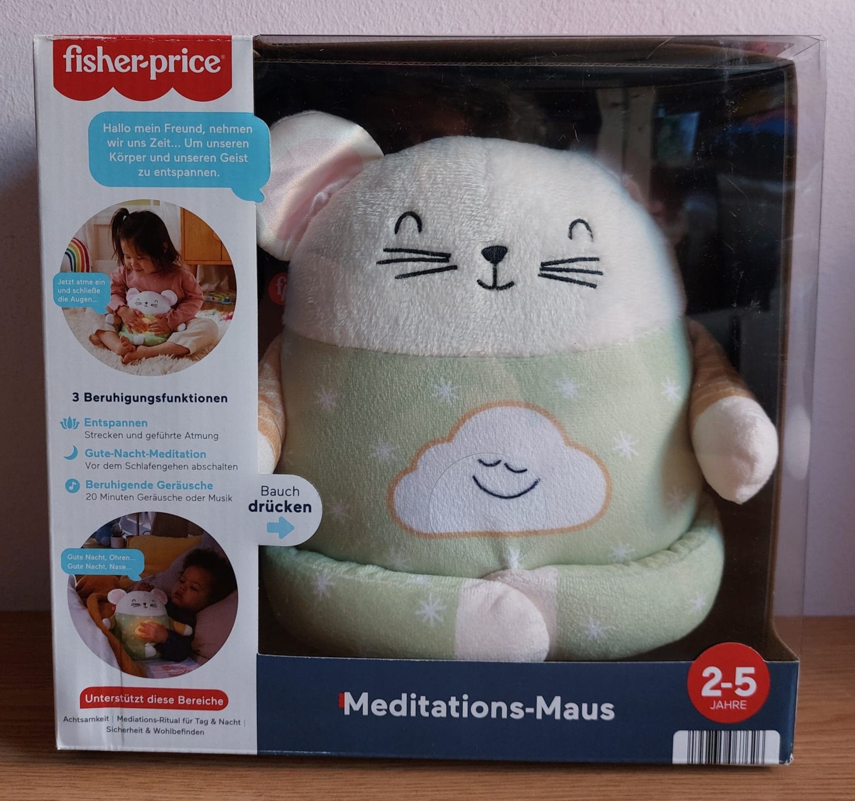Mysz przytulanka do medytacji, Fisher Price (wersja niemiecka)