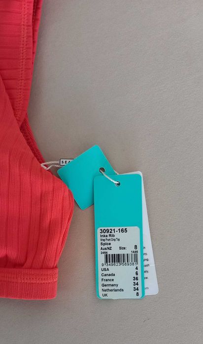 Top de biquini coral Seafolly novo com etiquetas T34
