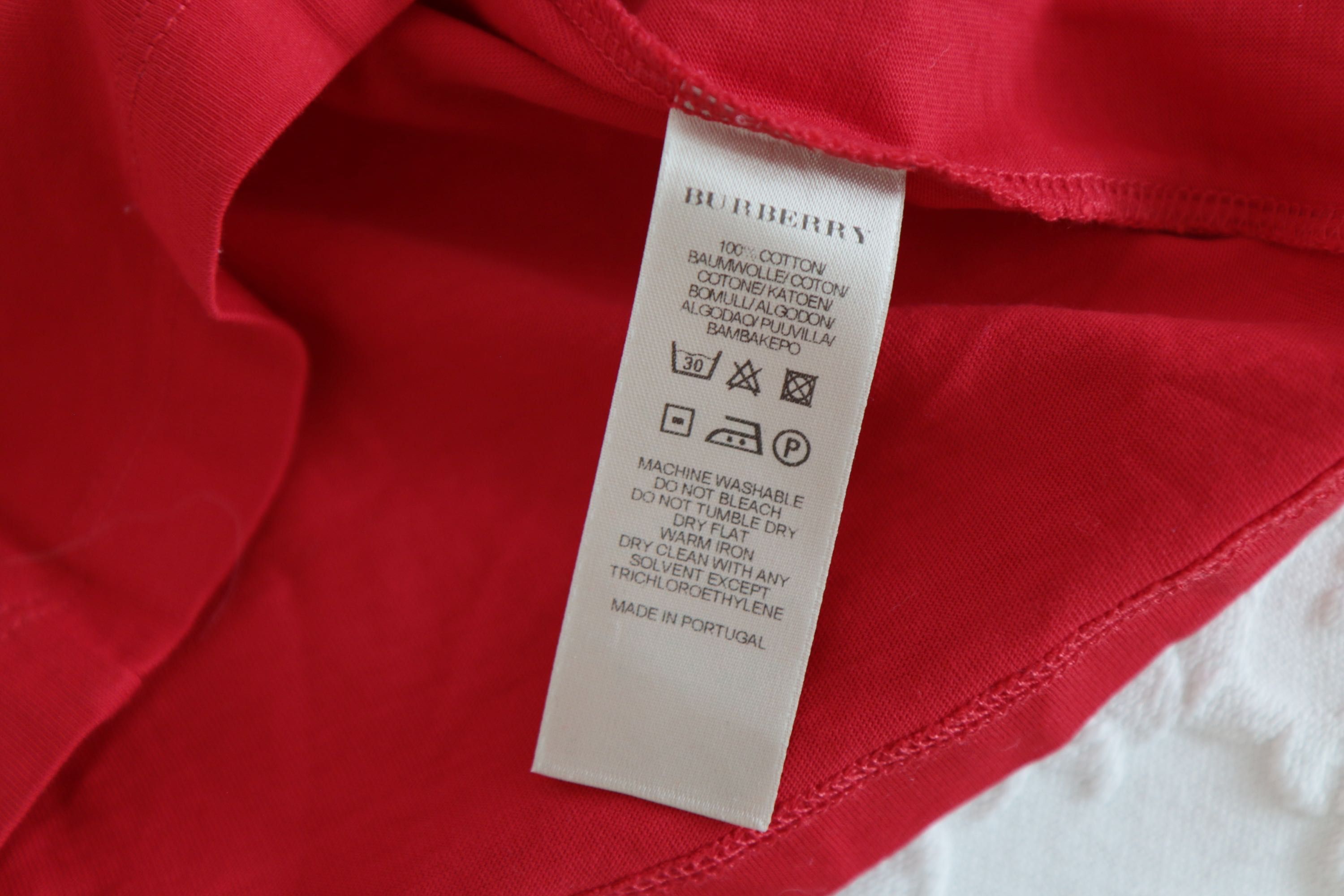 Czerwony t-shirt BURBERRY SPORT XS logowana koszulka bawełna