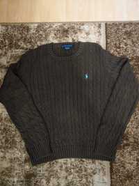 sweter damski w warkocz Ralph Lauren haft logo