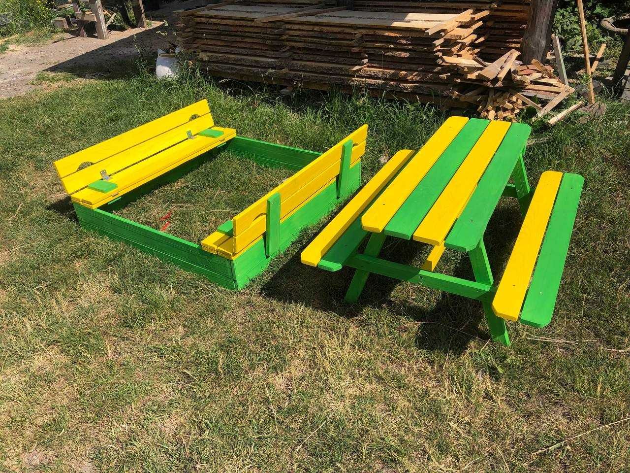 Дитяча Пісочниця 1.5м, 2м | Столик з Лавками | Пісочниця з Кришкою