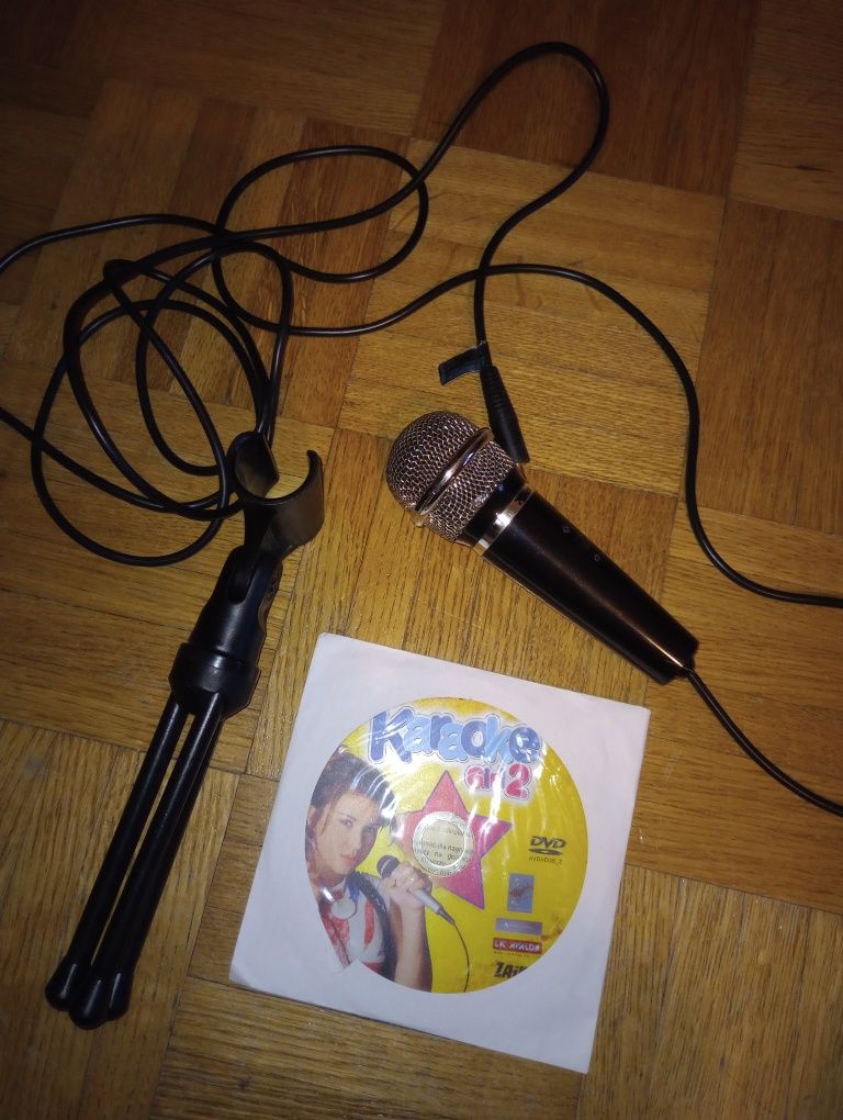 Karaoke girl2 mikrofon że statywem i płyta z programem