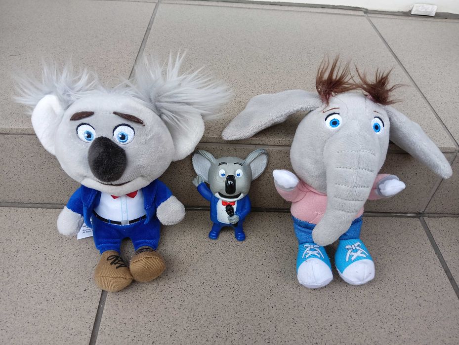 Maskotki i figurka z bajki SING i SING 2 – Buster Moon i Meena Johnny